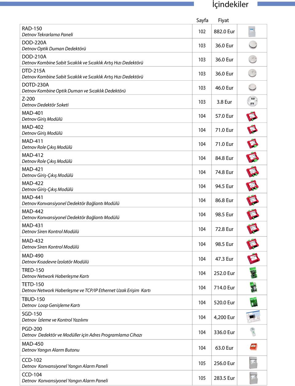 Modülü MAD-412 Detnov Role Çıkış Modülü MAD-421 Detnov Giriş-Çıkış Modülü MAD-422 Detnov Giriş-Çıkış Modülü MAD-441 Detnov Konvansiyonel Dedektör Bağlantı Modülü MAD-442 Detnov Konvansiyonel Dedektör