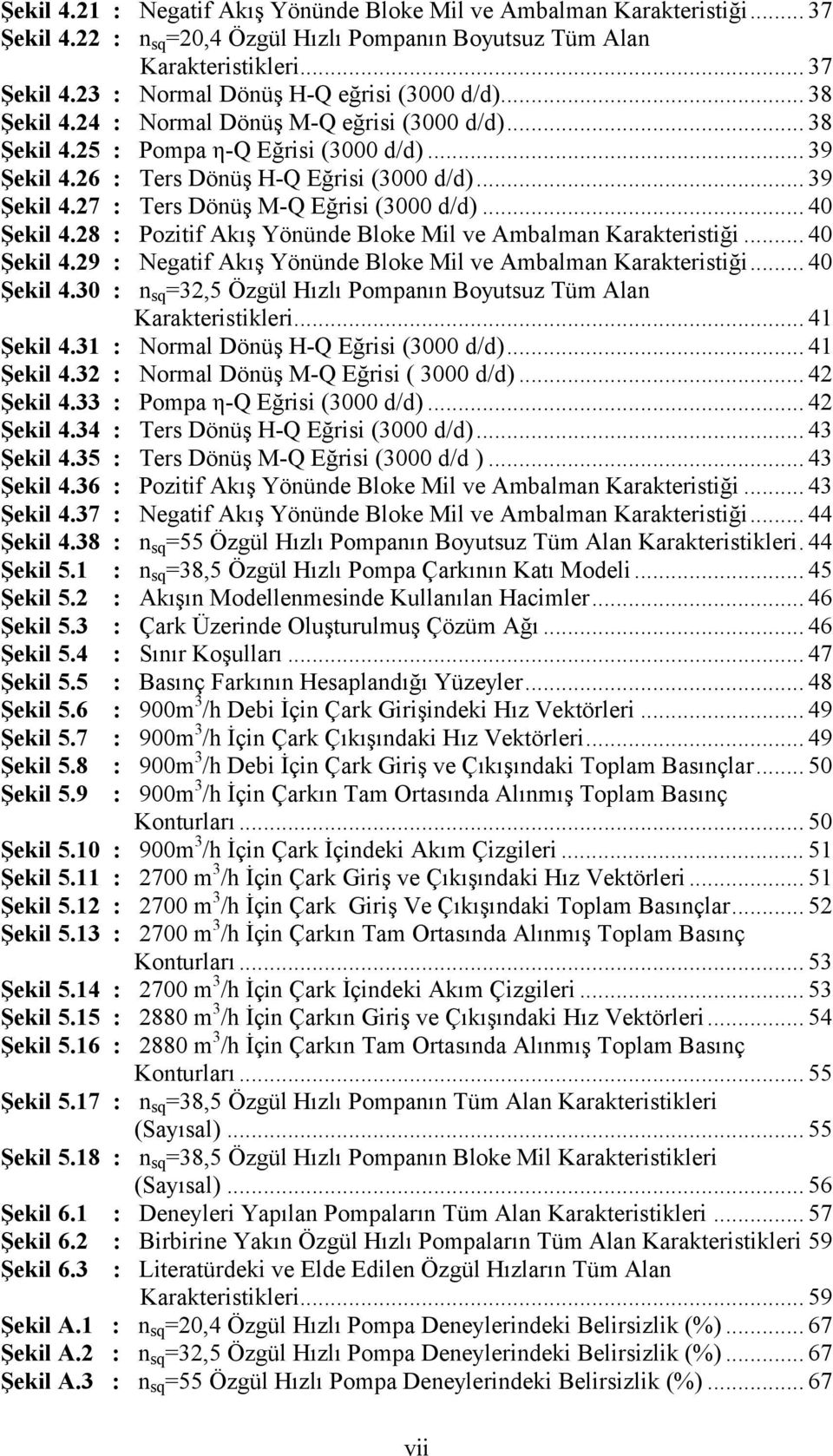 .. 40 Şekil 4.28 : Pozitif Akış Yönünde Bloke Mil ve Ambalman Karakteristiği... 40 Şekil 4.29 : Negatif Akış Yönünde Bloke Mil ve Ambalman Karakteristiği... 40 Şekil 4.30 : n sq =32,5 Özgül Hızlı Pompanın Boyutsuz Tüm Alan Karakteristikleri.