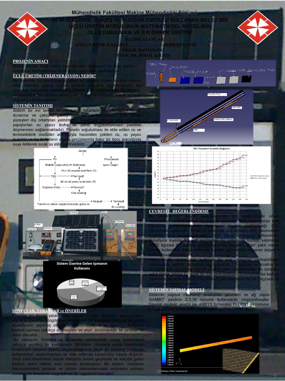 Bir sistemde, bir enerji kaynağından, eş zamanlı olarak, elektrik enerjisi elde edilmesi, ayrıca ısıtma ve/veya soğutma sağlanmasıdır. Bu sistemde fotovoltaik panellerden elektrik elde edilmektedir.