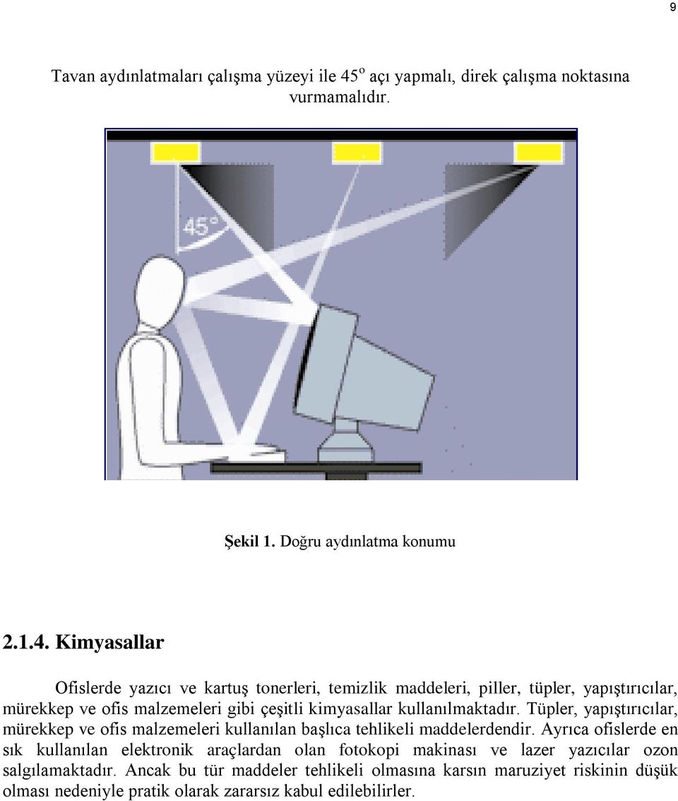 Kimyasallar Ofislerde yazıcı ve kartuş tonerleri, temizlik maddeleri, piller, tüpler, yapıştırıcılar, mürekkep ve ofis malzemeleri gibi çeşitli kimyasallar