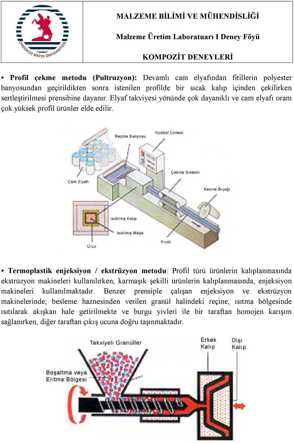 Termoplastik enjeksiyon / ekstrüzyon metodu: Profil türü ürünlerin kalıplanmasında ekstrüzyon makineleri kullanılırken, karmaşık şekilli ürünlerin kalıplanmasında, enjeksiyon makineleri