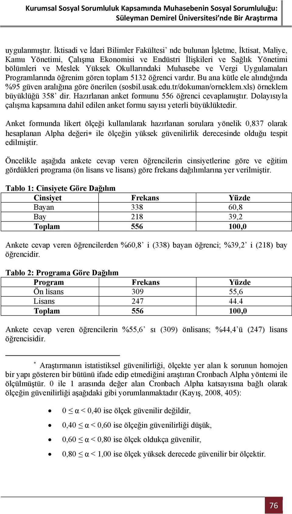 ve Vergi Uygulamaları Programlarında öğrenim gören toplam 5132 öğrenci vardır. Bu ana kütle ele alındığında %95 güven aralığına göre önerilen (sosbil.usak.edu.tr/dokuman/orneklem.