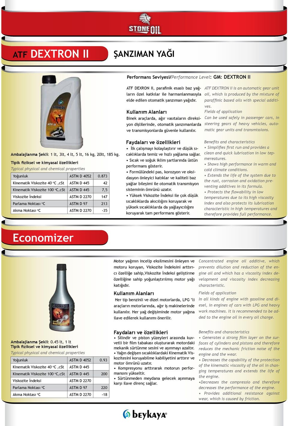 ATF DEXTRON II is an automatic gear unit oil, which is produced by the mixture of paraffinic based oils with special additives.