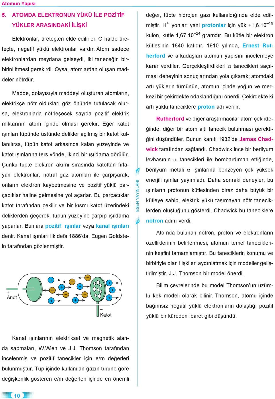 Mad de, do la y s y la mad de yi olu tu ran atom la r n, elek trik çe nötr ol duk la r göz önün de tu tu la cak olursa, elek tron la rla nötr le e cek sa y da po zi tif elek trik mik ta r n n atom