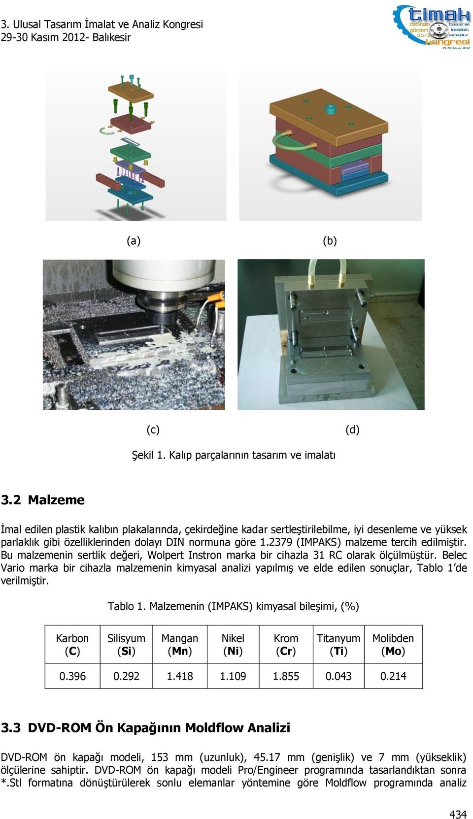 2379 (IMPAKS) malzeme tercih edilmiştir. Bu malzemenin sertlik değeri, Wolpert Instron marka bir cihazla 31 RC olarak ölçülmüştür.