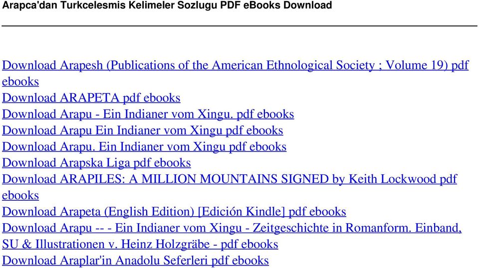 ebooks Download Arapu - Ein Indianer vom Xingu. pdf ebooks Download Arapu Ein Indianer vom Xingu pdf ebooks Download Arapu.