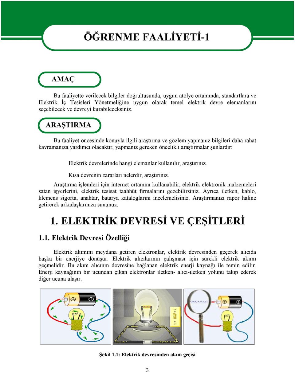 ARAŞTIRMA Bu faaliyet öncesinde konuyla ilgili araştırma ve gözlem yapmanız bilgileri daha rahat kavramanıza yardımcı olacaktır, yapmanız gereken öncelikli araştırmalar şunlardır: Elektrik