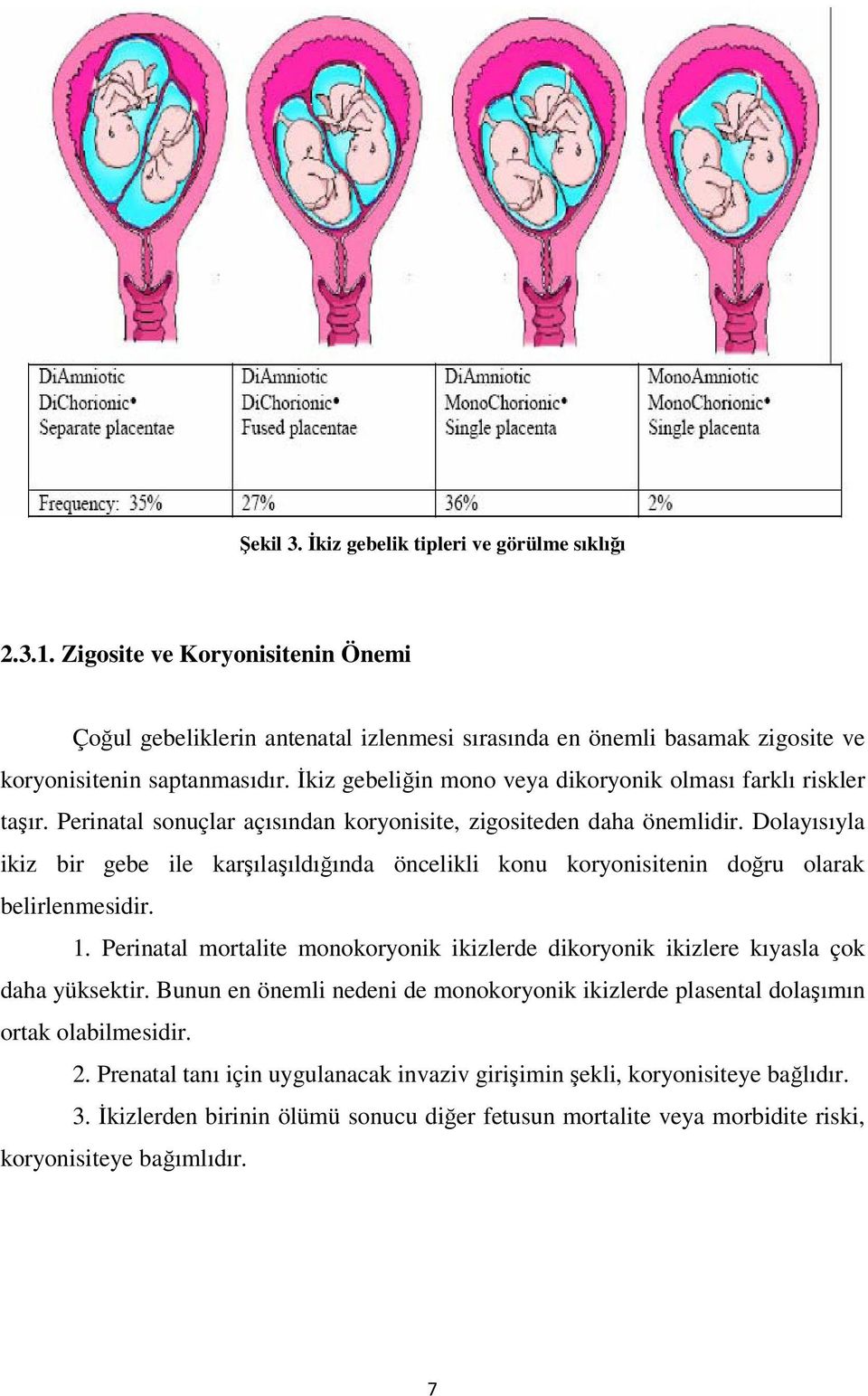 Dolayısıyla ikiz bir gebe ile karşılaşıldığında öncelikli konu koryonisitenin doğru olarak belirlenmesidir. 1.