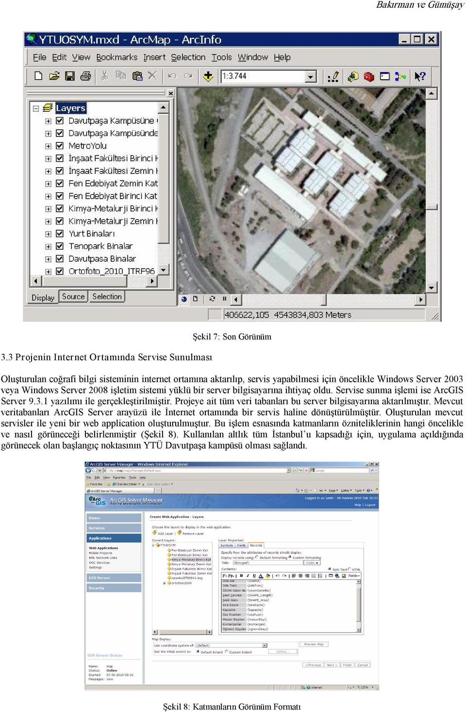 Windows Server 2008 işletim sistemi yüklü bir server bilgisayarına ihtiyaç oldu. Servise sunma işlemi ise ArcGIS Server 9.3.1 yazılımı ile gerçekleştirilmiştir.