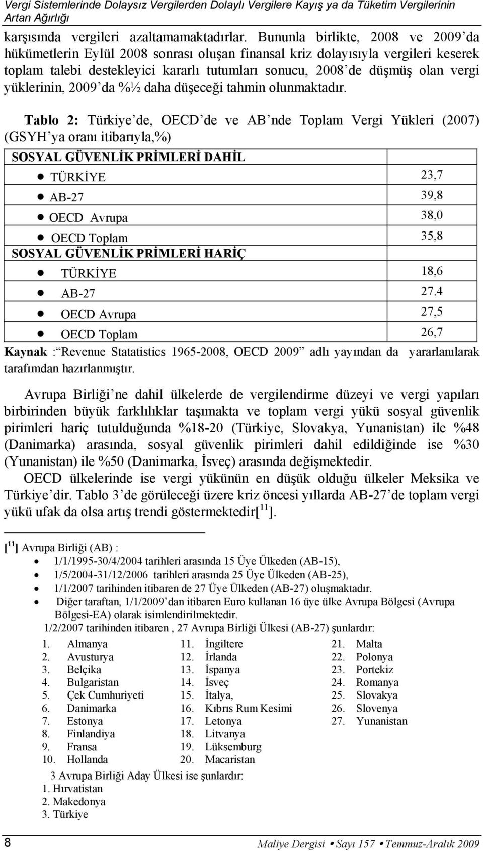 yüklerinin, 2009 da %½ daha düşeceği tahmin olunmaktadır.