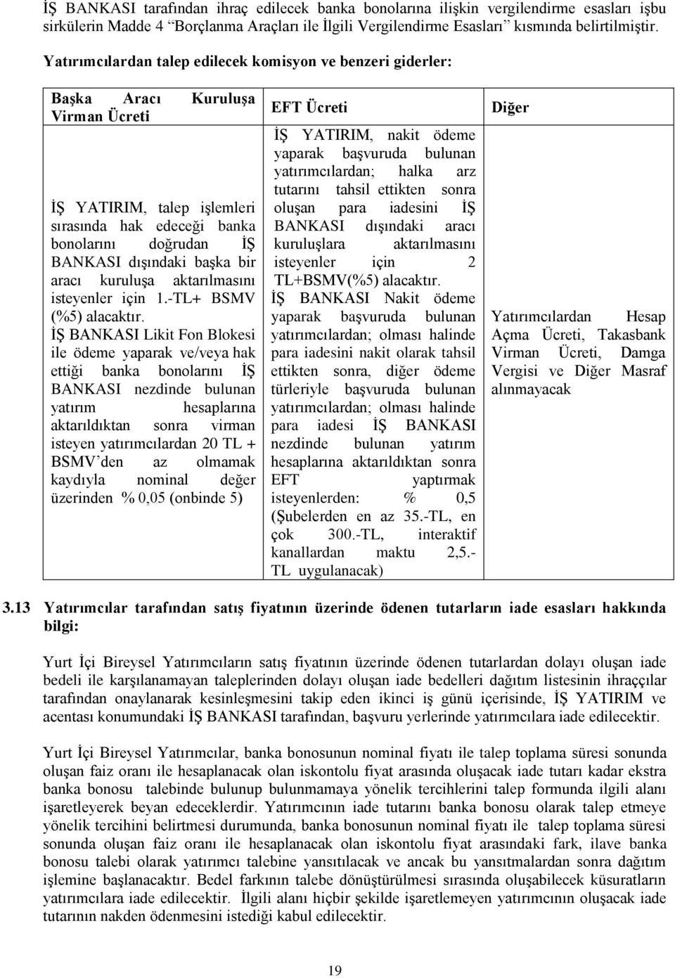 bir aracı kuruluģa aktarılmasını isteyenler için 1.-TL+ BSMV (%5) alacaktır.