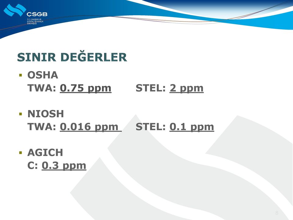 016 ppm STEL: 2 ppm