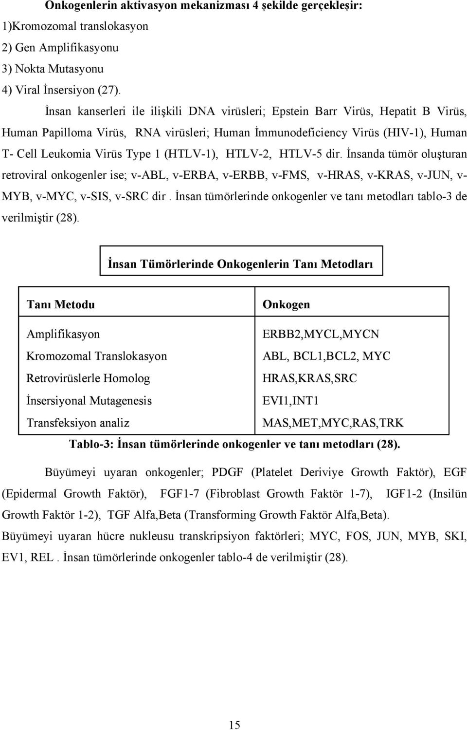 (HTLV-1), HTLV-2, HTLV-5 dir. İnsanda tümör oluşturan retroviral onkogenler ise; v-abl, v-erba, v-erbb, v-fms, v-hras, v-kras, v-jun, v- MYB, v-myc, v-sis, v-src dir.