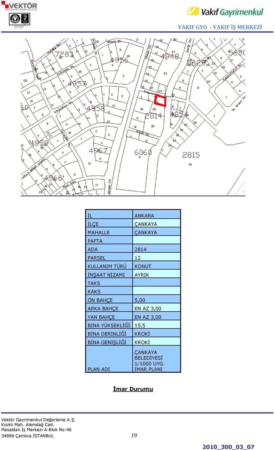 BAHÇE EN AZ 3,00 BĠNA YÜKSEKLĠĞĠ 15,5 BĠNA DERĠNLĠĞĠ KROKĠ BĠNA GENĠġLĠĞĠ KROKĠ