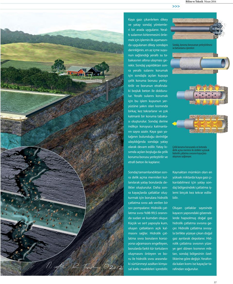 Sondaj yapıldıktan sonra yeraltı sularını korumak için sondajla açılan kuyuya çelik koruma borusu yerleştirilir ve borunun etrafındaki boşluk beton ile doldurulur.