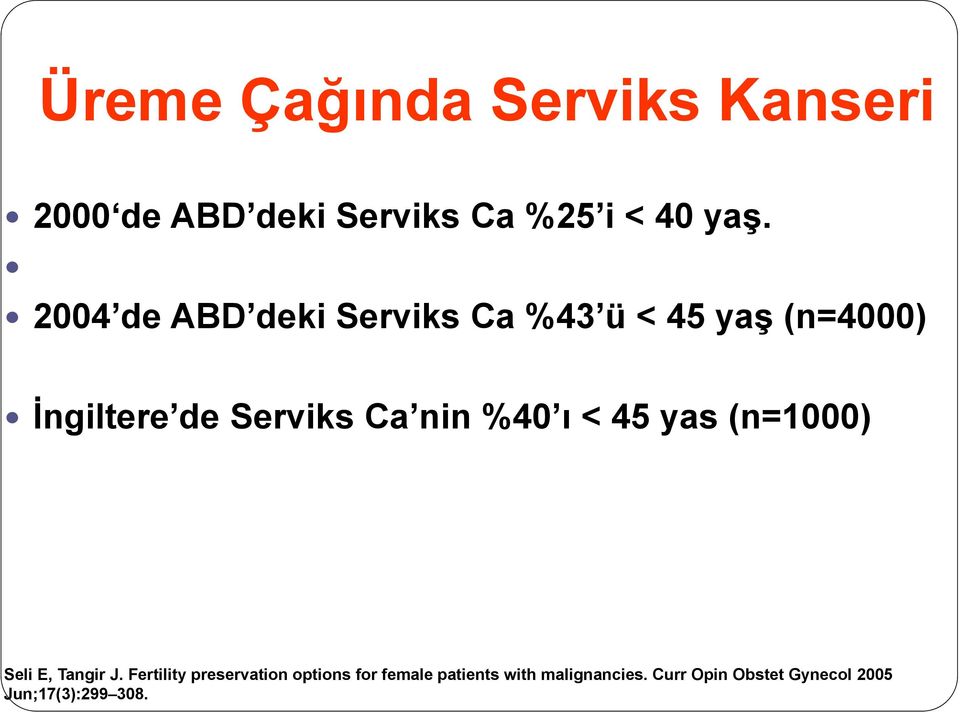 nin %40 ı < 45 yas (n=1000) Seli E, Tangir J.