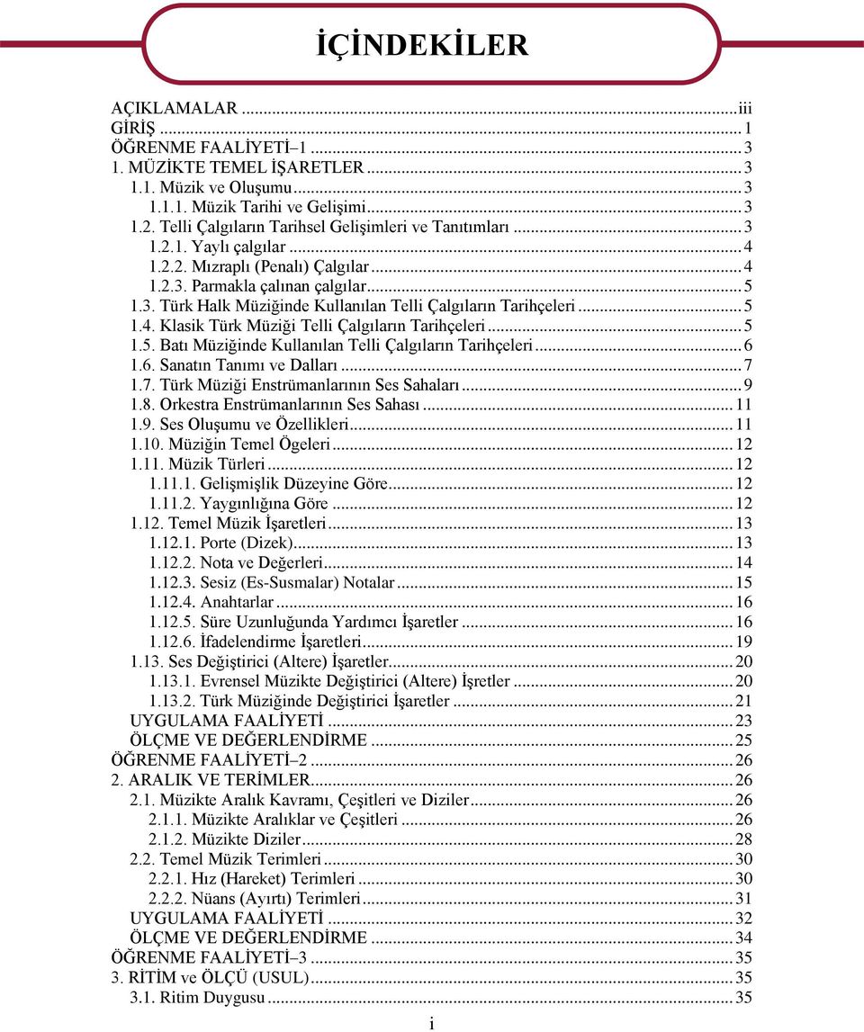 .. 5 1.4. Klasik Türk Müziği Telli Çalgıların Tarihçeleri... 5 1.5. Batı Müziğinde Kullanılan Telli Çalgıların Tarihçeleri... 6 1.6. Sanatın Tanımı ve Dalları... 7 