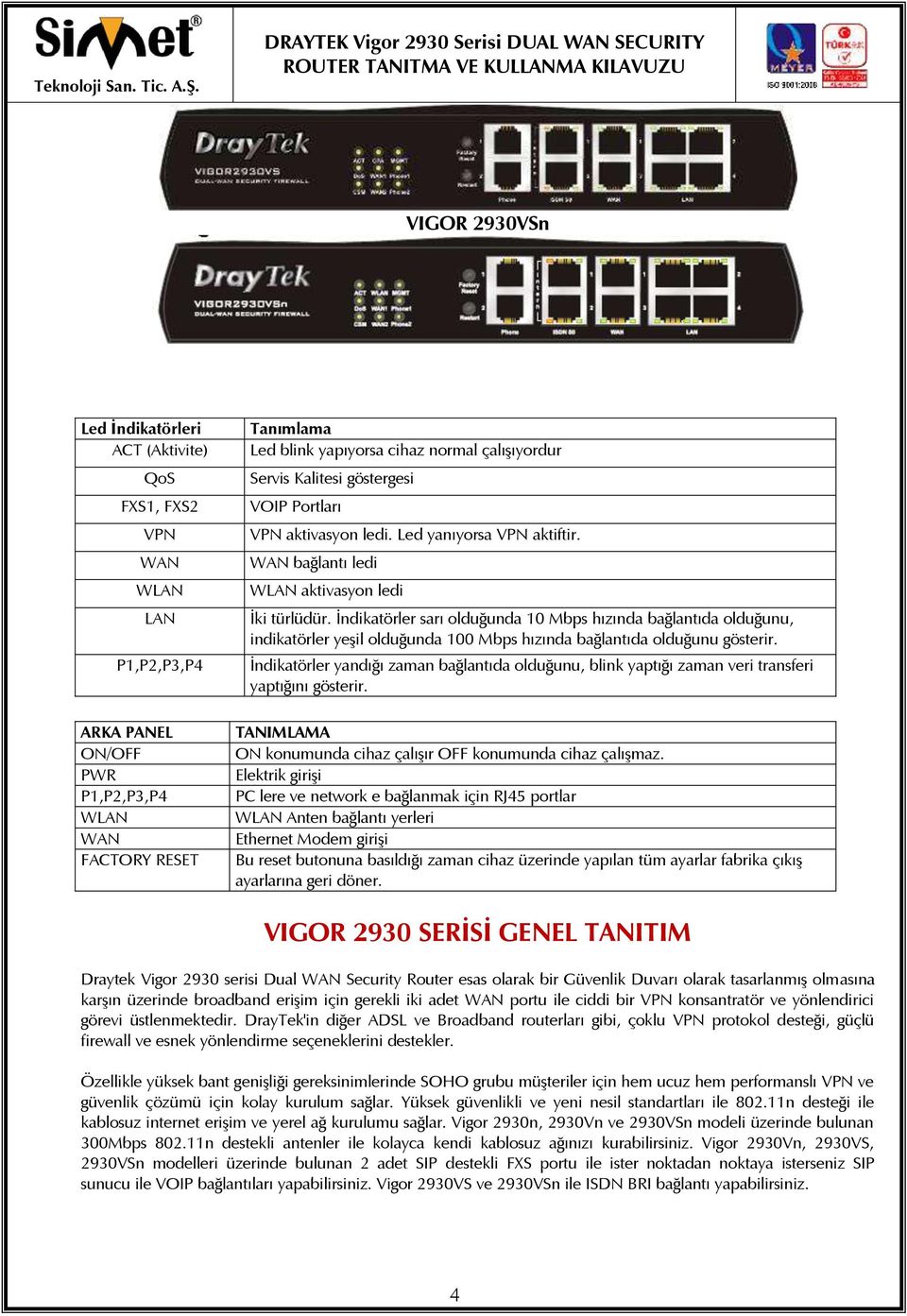 İndikatörler sarı olduğunda 10 Mbps hızında bağlantıda olduğunu, indikatörler yeşil olduğunda 100 Mbps hızında bağlantıda olduğunu gösterir.