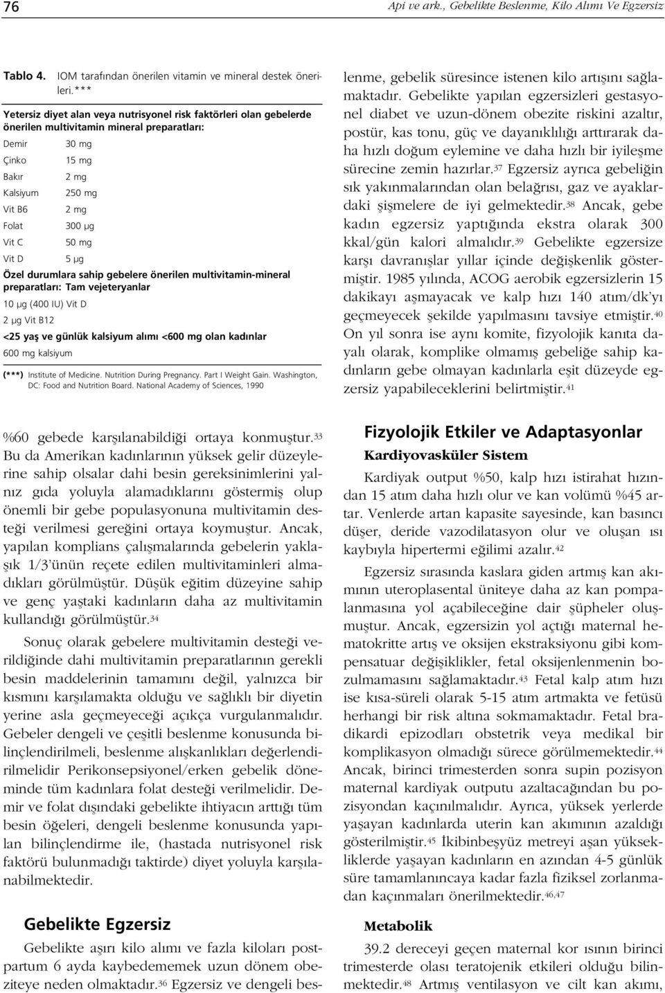 50 mg Vit D 5 µg Özel durumlara sahip gebelere önerilen multivitamin-mineral preparatlar : Tam vejeteryanlar 10 µg (400 IU) Vit D 2 µg Vit B12 <25 yafl ve günlük kalsiyum al m <600 mg olan kad nlar