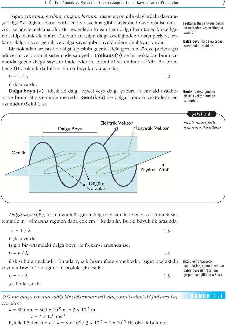 Öte yandan fl n dalga özelli inden dolay periyot, frekans, dalga boyu, genlik ve dalga say s gibi büyüklüklere de ihtiyaç vard r.