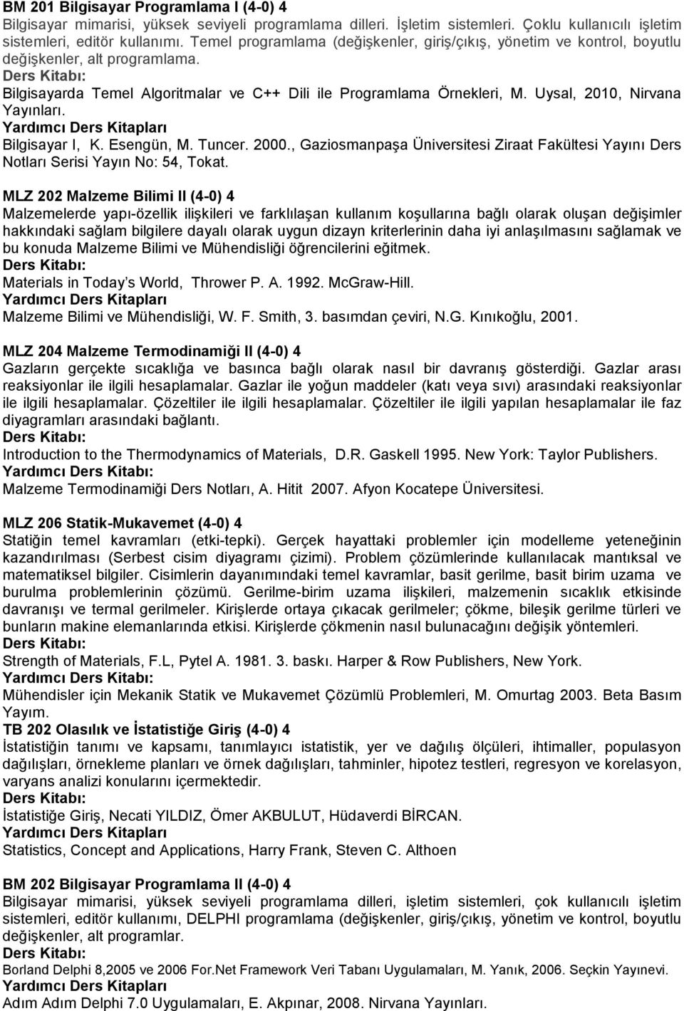 Uysal, 2010, Nirvana Yayınları. Bilgisayar I, K. Esengün, M. Tuncer. 2000., Gaziosmanpaşa Üniversitesi Ziraat Fakültesi Yayını Ders Notları Serisi Yayın No: 54, Tokat.