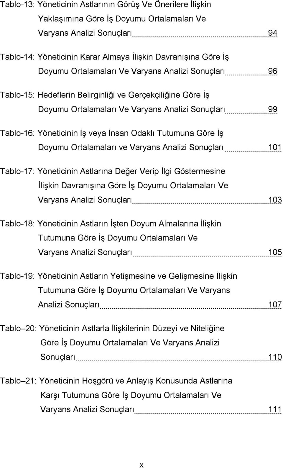 Odaklı Tutumuna Göre İş Doyumu Ortalamaları ve Varyans Analizi Sonuçları 101 Tablo-17: Yöneticinin Astlarına Değer Verip İlgi Göstermesine İlişkin Davranışına Göre İş Doyumu Ortalamaları Ve Varyans