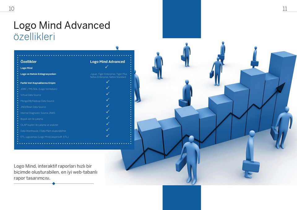 ile çalışma ve analizler Data Warehouse / Data Mart oluşturabilme ETL uygulaması (Logo Mind/Jaspersoft ETL) Logo Mind Advanced J-guar, Tiger