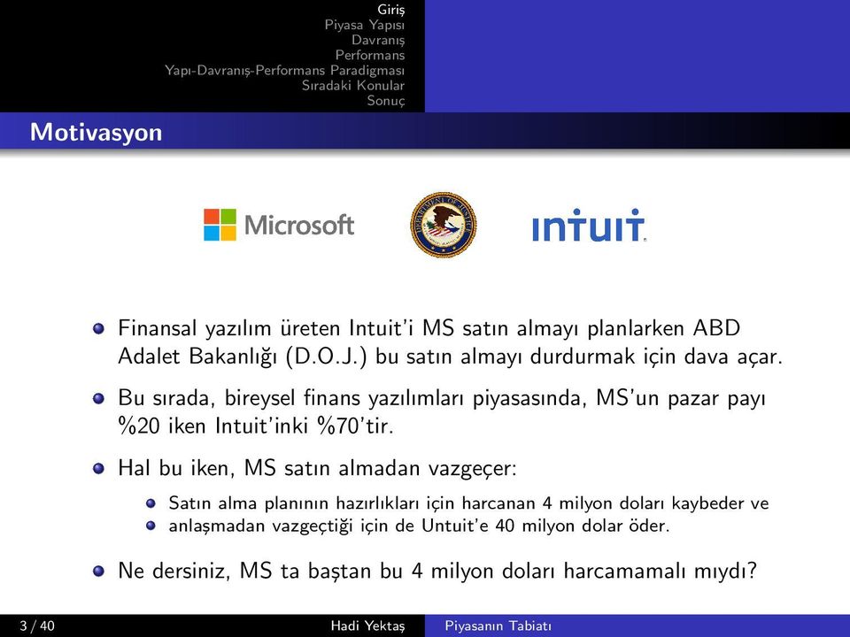 Bu sırada, bireysel finans yazılımları piyasasında, MS un pazar payı %20 iken Intuit inki %70 tir.