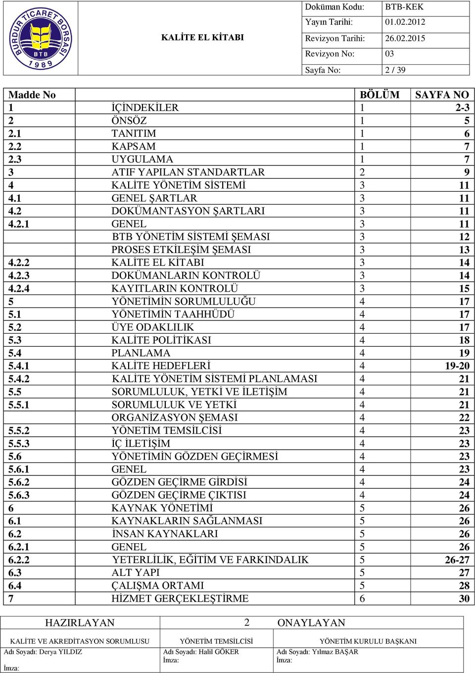 1 YÖNETİMİN TAAHHÜDÜ 4 17 5.2 ÜYE ODAKLILIK 4 17 5.3 KALİTE POLİTİKASI 4 18 5.4 PLANLAMA 4 19 5.4.1 KALİTE HEDEFLERİ 4 19-20 5.4.2 KALİTE YÖNETİM SİSTEMİ PLANLAMASI 4 21 5.