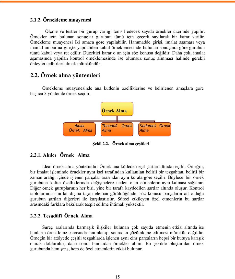 Düzeltici karar o an için söz konusu değildir. Daha çok, imalat aşamasında yapılan kontrol örneklemesinde ise olumsuz sonuç alınması halinde gerekli önleyici tedbirleri almak mümkündür. 2.