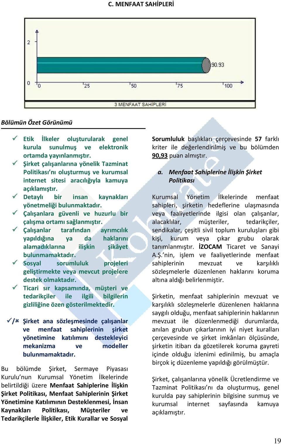 Çalışanlara güvenli ve huzurlu bir çalışma ortamı sağlanmıştır. Çalışanlar tarafından ayrımcılık yapıldığına ya da haklarını alamadıklarına ilişkin şikâyet bulunmamaktadır.