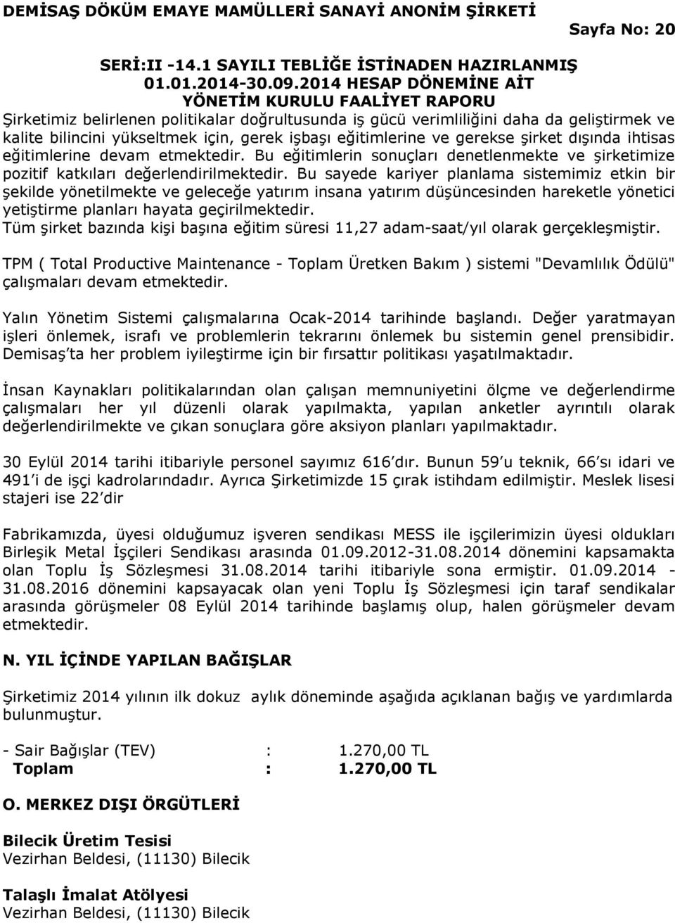 Bu sayede kariyer planlama sistemimiz etkin bir şekilde yönetilmekte ve geleceğe yatırım insana yatırım düşüncesinden hareketle yönetici yetiştirme planları hayata geçirilmektedir.