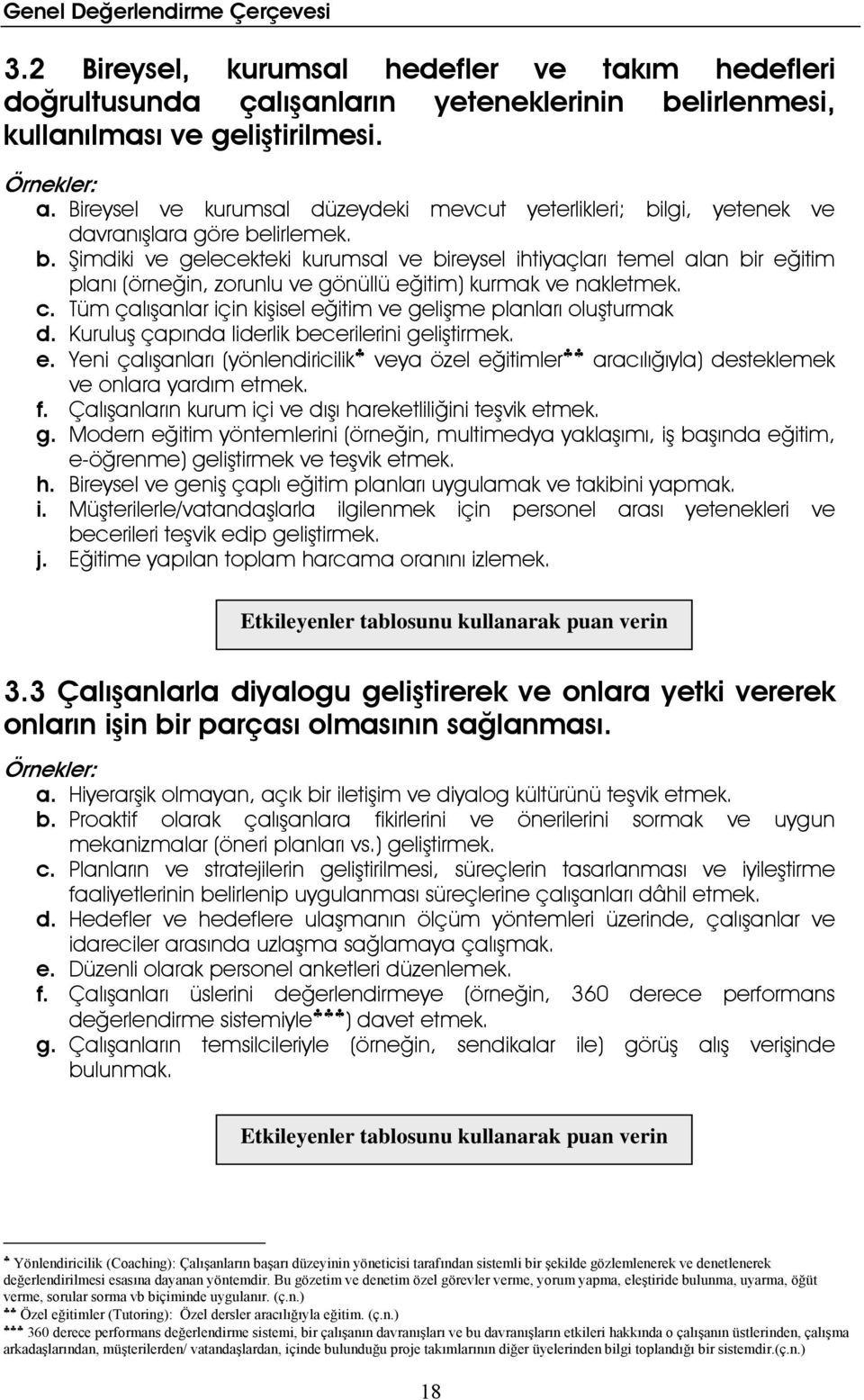 c. Tüm çalışanlar için kişisel eğitim ve gelişme planları oluşturmak d. Kuruluş çapında liderlik becerilerini geliştirmek. e. Yeni çalışanları (yönlendiricilik veya özel eğitimler aracılığıyla) desteklemek ve onlara yardım etmek.