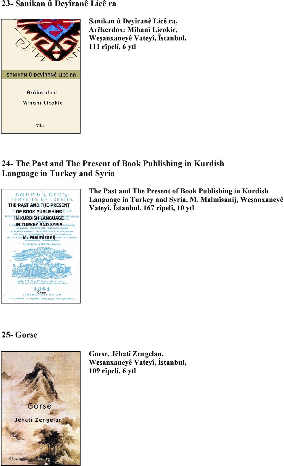 Syria The Past and The Present of Book Publishing in Kurdish Language in Turkey and Syria, M.