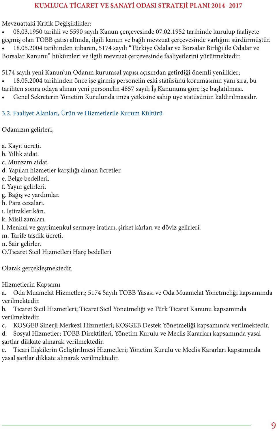 2004 tarihinden itibaren, 5174 sayılı Türkiye Odalar ve Borsalar Birliği ile Odalar ve Borsalar Kanunu hükümleri ve ilgili mevzuat çerçevesinde faaliyetlerini yürütmektedir.