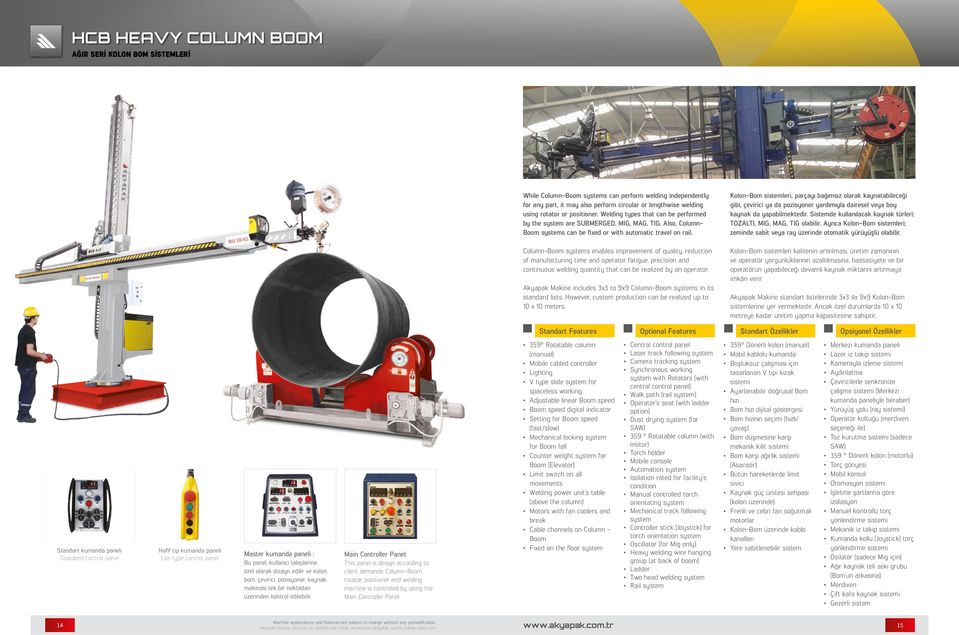 Column-Boom systems enables improvement of quality, reduction of manufacturing time and operator fatigue, precision and continuous welding quantity that can be realized by an operator.