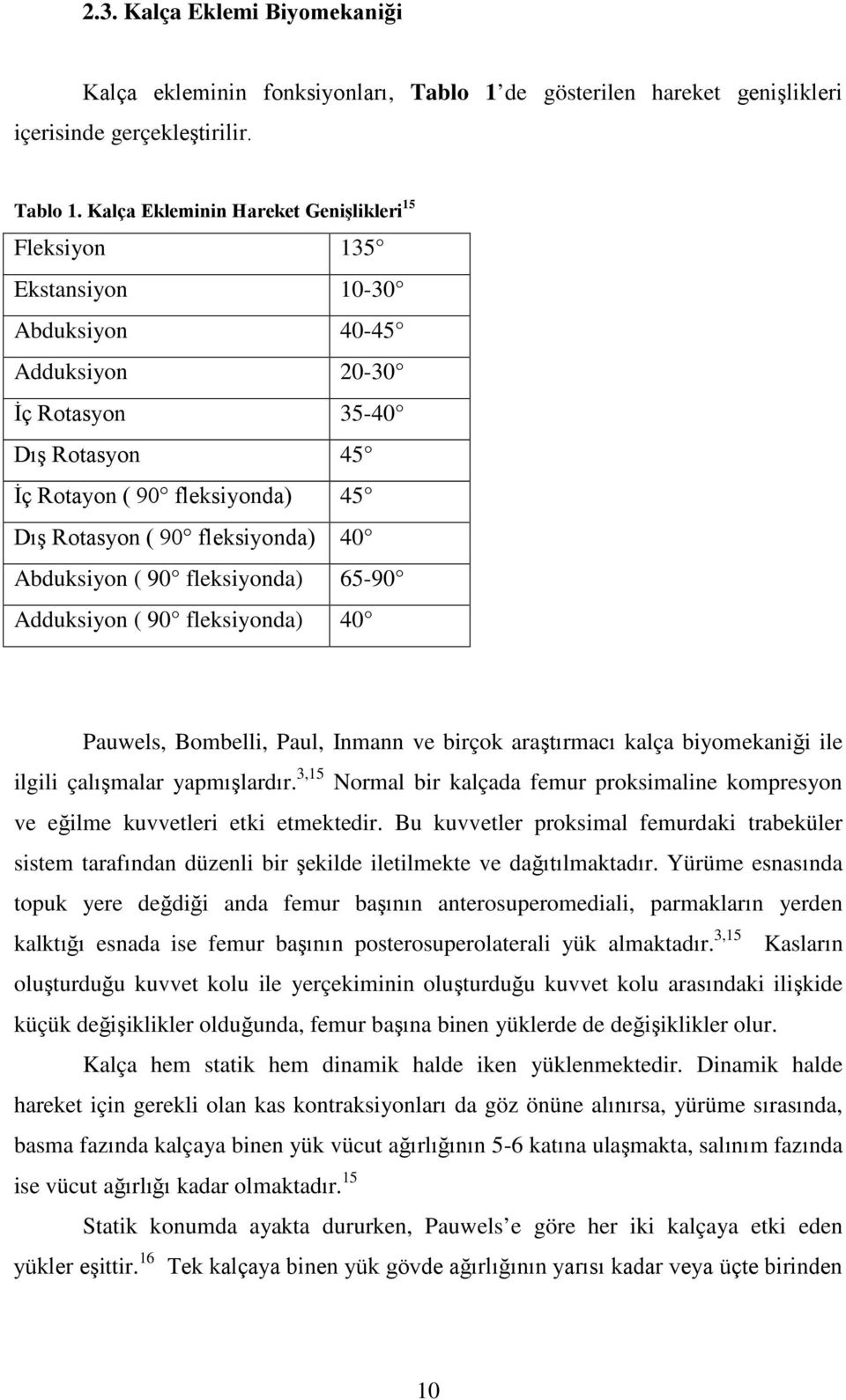 Kalça Ekleminin Hareket Genişlikleri 15 Fleksiyon 135 Ekstansiyon 10-30 Abduksiyon 40-45 Adduksiyon 20-30 İç Rotasyon 35-40 Dış Rotasyon 45 İç Rotayon ( 90 fleksiyonda) 45 Dış Rotasyon ( 90