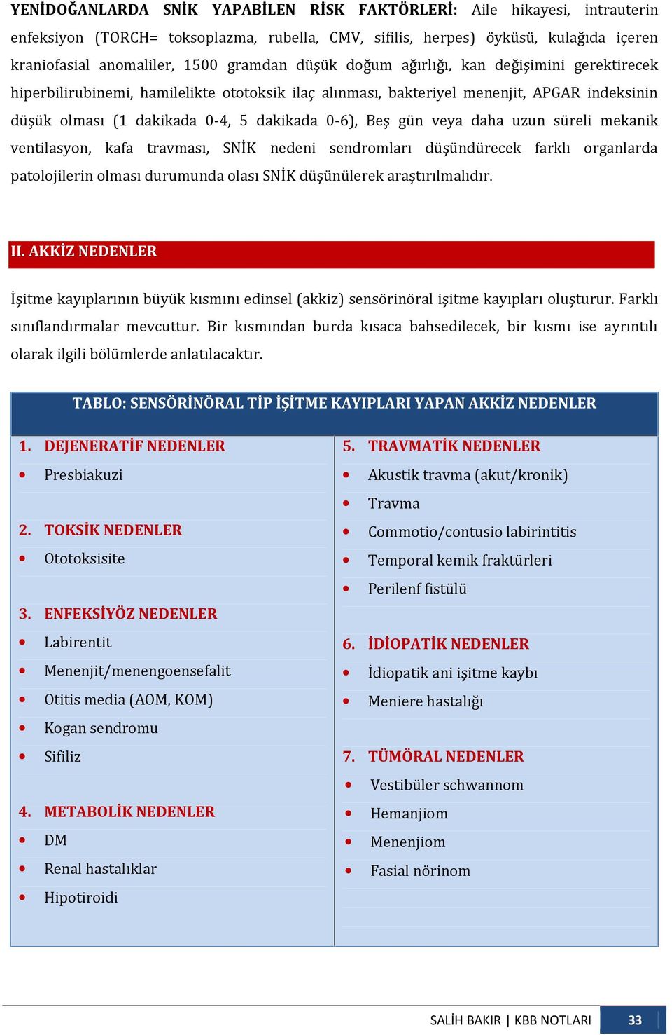 veya daha uzun süreli mekanik ventilasyon, kafa travması, SNİK nedeni sendromları düşündürecek farklı organlarda patolojilerin olması durumunda olası SNİK düşünülerek araştırılmalıdır. II.