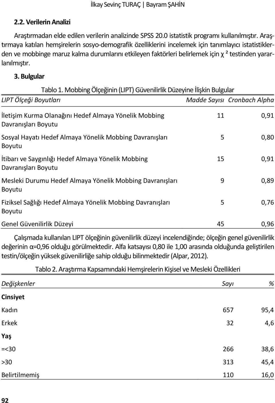 yararlanılmıştır. 3. Bulgular Tablo 1.