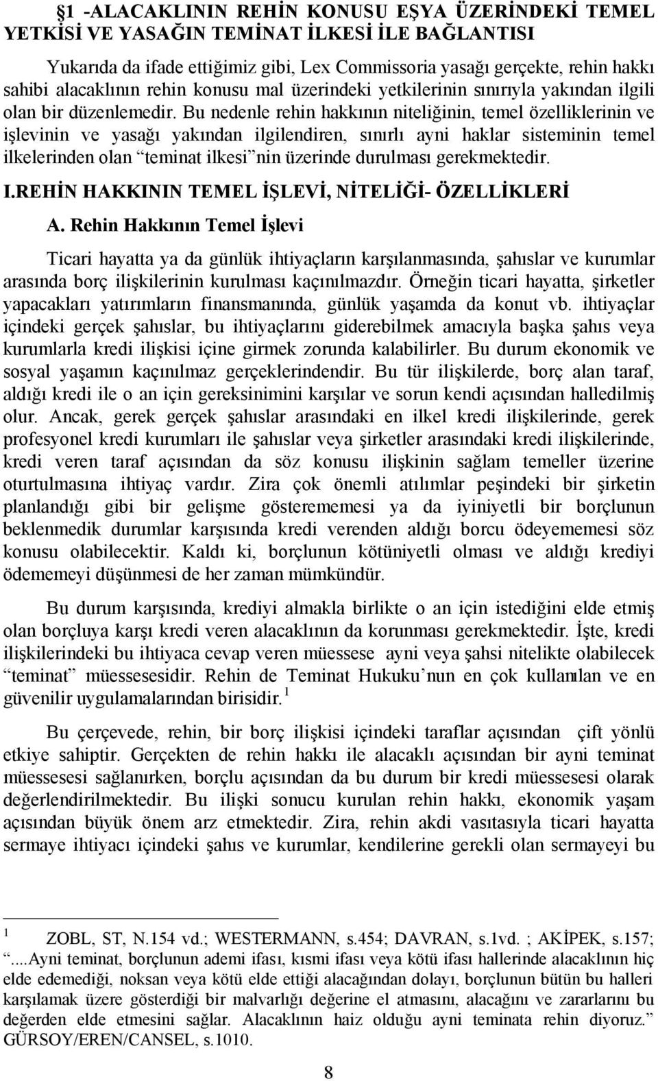 Bu nedenle rehin hakkının niteliğinin, temel özelliklerinin ve işlevinin ve yasağı yakından ilgilendiren, sınırlı ayni haklar sisteminin temel ilkelerinden olan teminat ilkesi nin üzerinde durulması