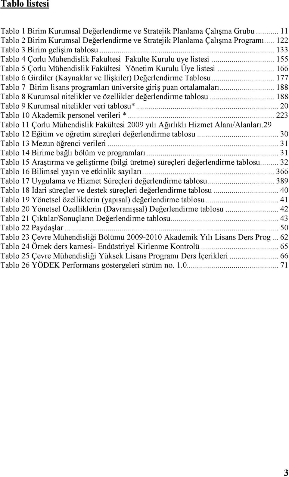 .. 166 Tablo 6 Girdiler (Kaynaklar ve Đlişkiler) Değerlendirme Tablosu... 177 Tablo 7 Birim lisans programları üniversite giriş puan ortalamaları.