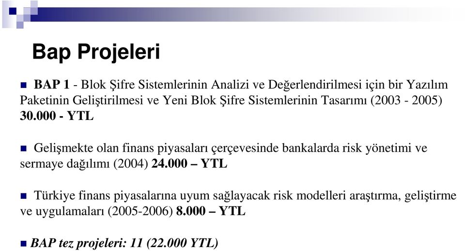 000 - YTL Gelişmekte olan finans piyasaları çerçevesinde bankalarda risk yönetimi ve sermaye dağılımı (2004) 24.