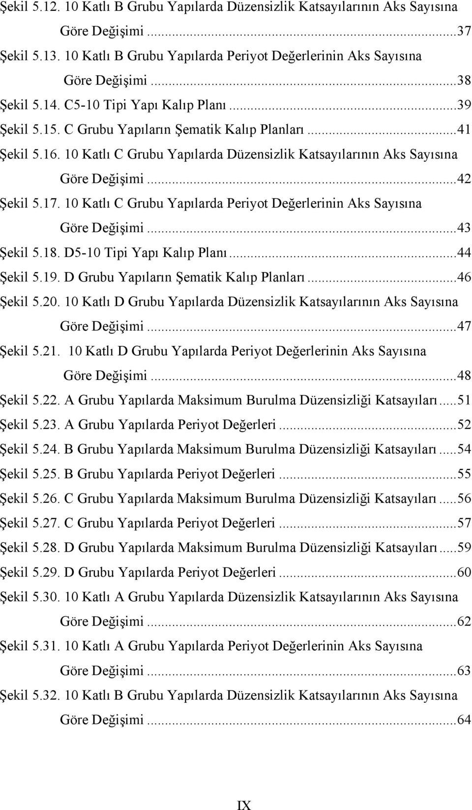 17. 10 Katlı C Grubu Yapılarda Periyot Değerlerinin Aks Sayısına Göre Değişimi...43 Şekil 5.18. D5-10 Tipi Yapı Kalıp Planı...44 Şekil 5.19. D Grubu Yapıların Şematik Kalıp Planları...46 Şekil 5.20.