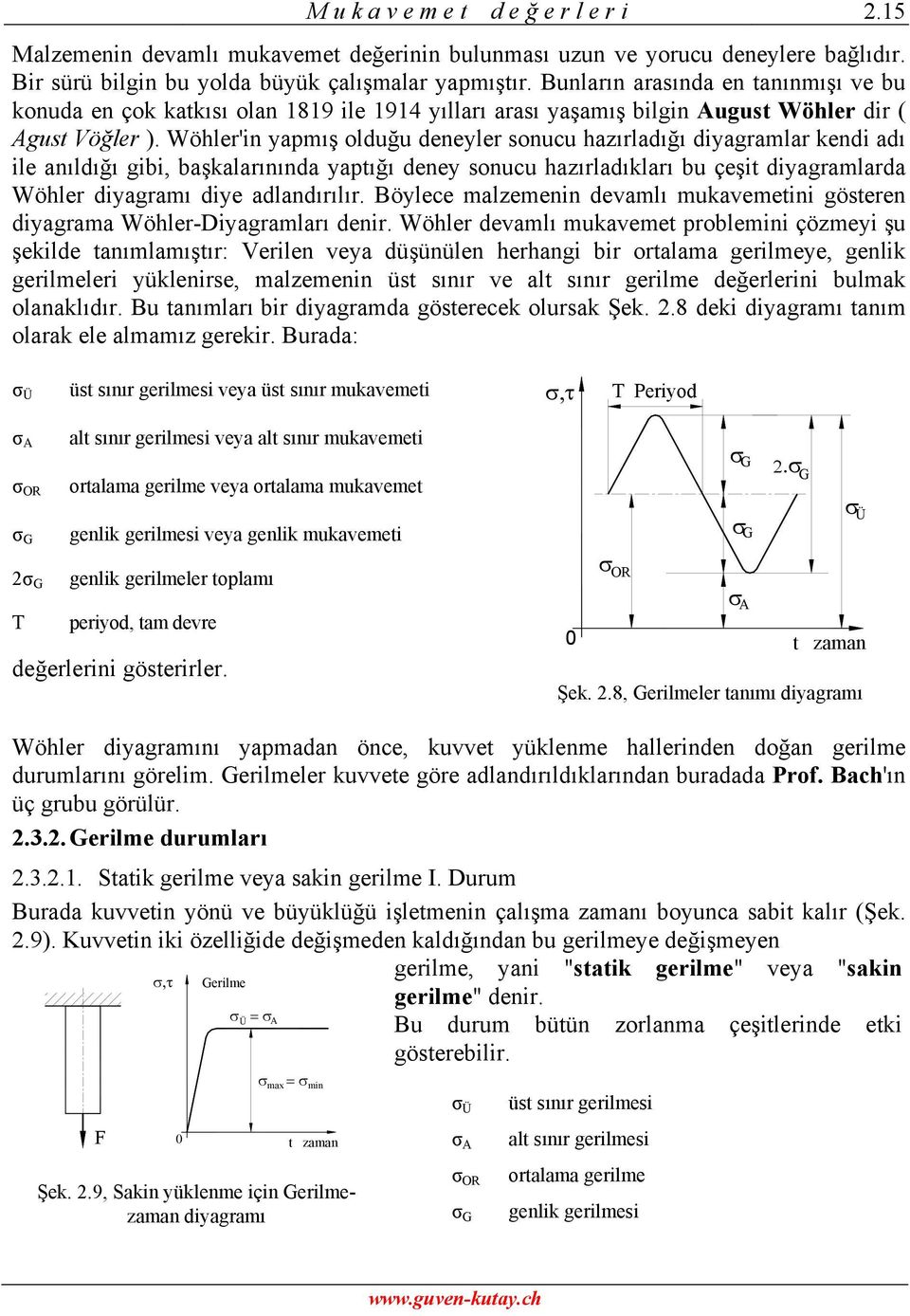 Wöhler'in yapmış olduğu deneyler sonucu hazırladığı diyagramlar kendi adı ile anıldığı gibi, başkalarınında yaptığı deney sonucu hazırladıkları bu çeşit diyagramlarda Wöhler diyagramı diye