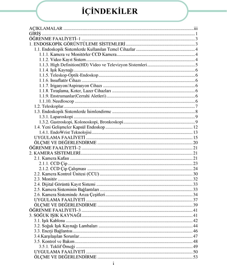 Irigasyon/Aspirasyon Cihazı... 6 1.1.8. Tıraşlama, Koter, Lazer Cihazları... 6 1.1.9. Enstrumanlar(Cerrahi Aletleri)... 6 1.1.10. Needloscop... 6 1.2. Teleskoplar... 7 1.3.