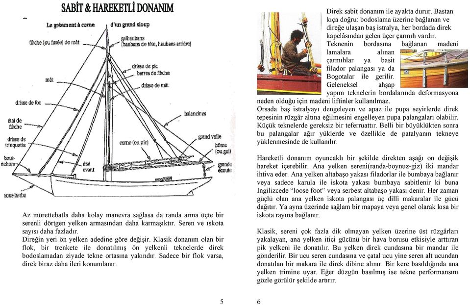 Geleneksel ahşap yapım teknelerin bordalarında deformasyona neden olduğu için madeni liftinler kullanılmaz.