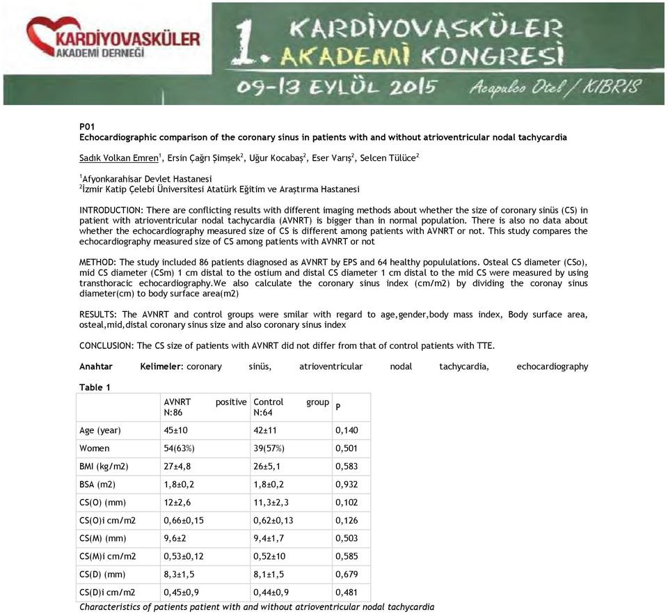 whether the size of coronary sinüs (CS) in patient with atrioventricular nodal tachycardia (AVNRT) is bigger than in normal population.