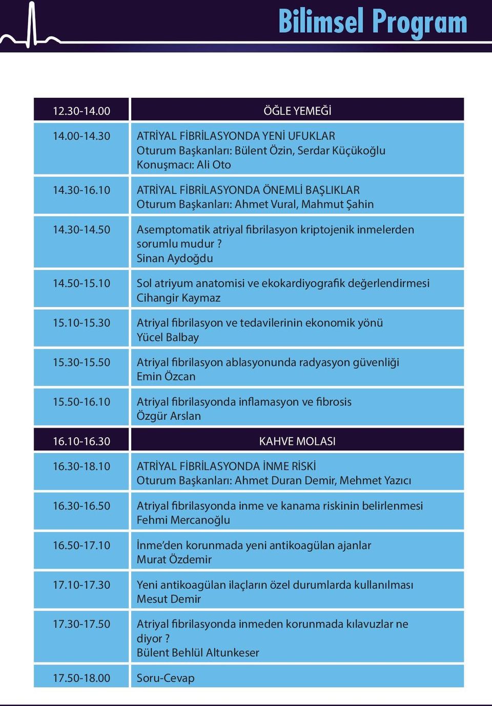 10 Sol atriyum anatomisi ve ekokardiyografik değerlendirmesi Cihangir Kaymaz 15.10-15.30 Atriyal fibrilasyon ve tedavilerinin ekonomik yönü Yücel Balbay 15.30-15.