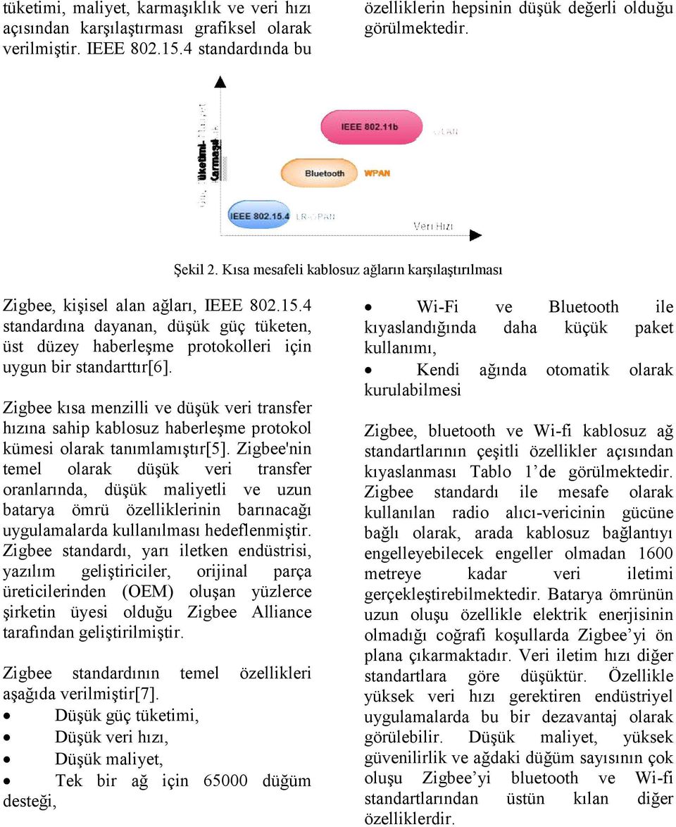 Zigbee kısa menzilli ve düşük veri transfer hızına sahip kablosuz haberleşme protokol kümesi olarak tanımlamıştır[5].