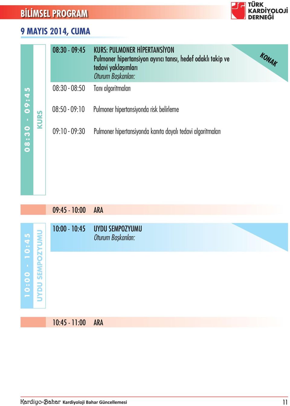 Pulmoner hipertansiyonda risk belirleme 09:10-09:30 Pulmoner hipertansiyonda kanıta dayalı tedavi